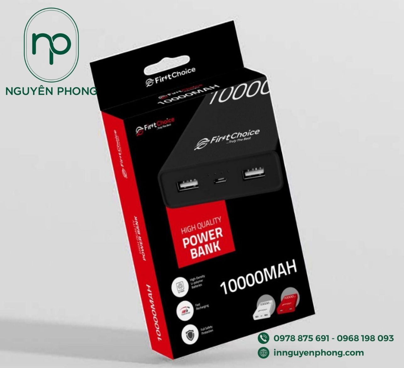 Mẫu hộp giấy đựng sạc dự phòng đơn sắc 